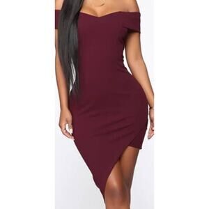 Fashion Nova Burgundy Plum Do or Die Bodycon Cocktail Dress Size Large